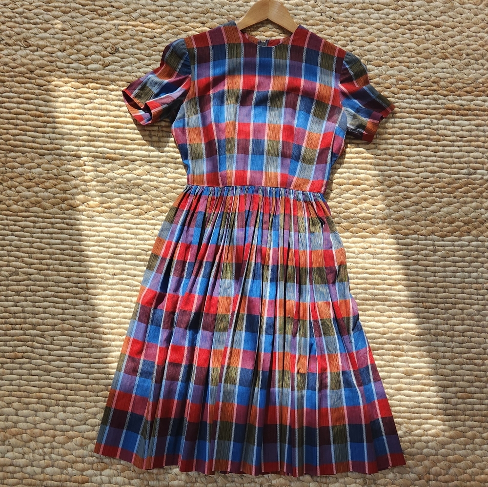 Vintage 1950s plaid day dress